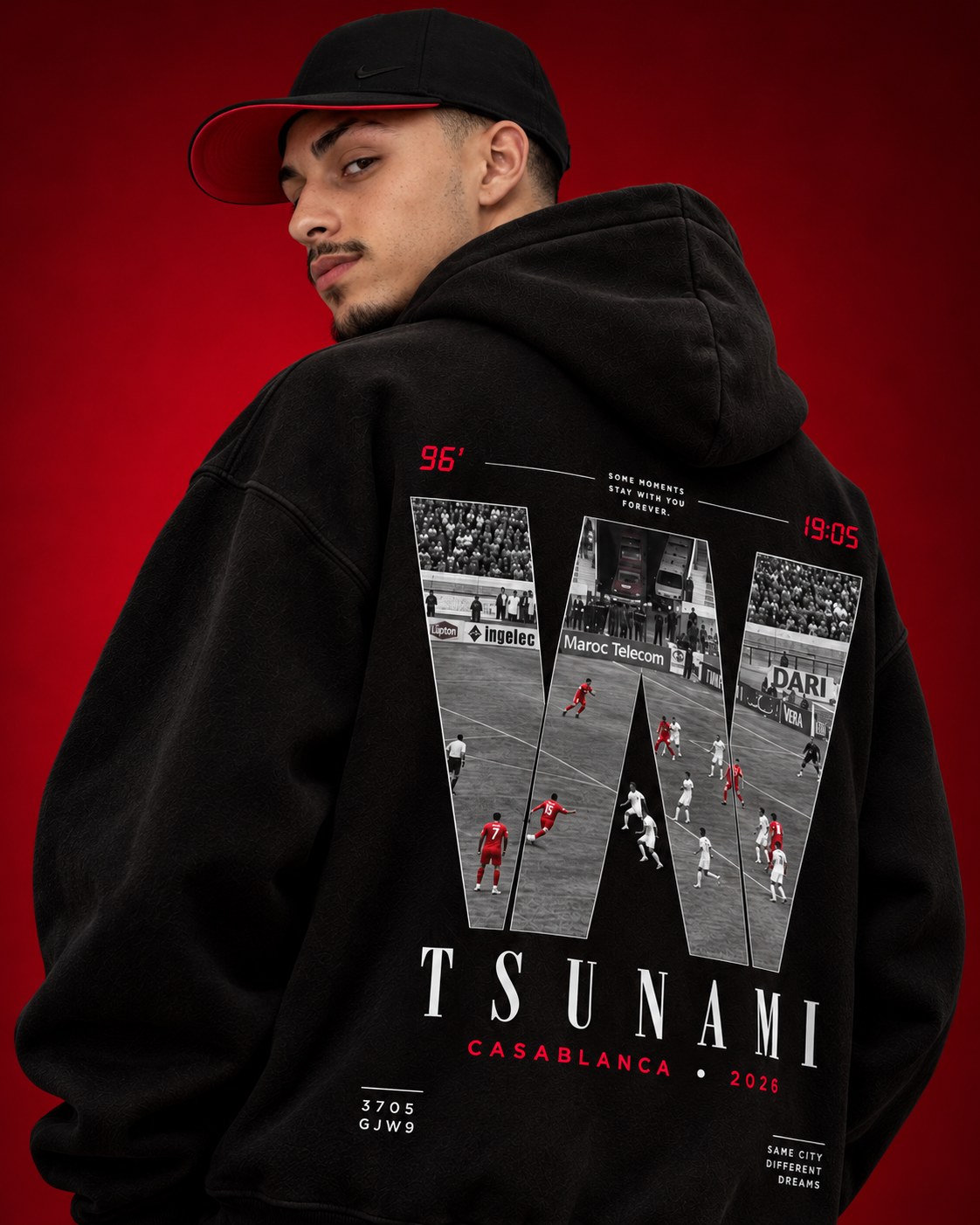 Le W du hoodie TSUNAMI, hommage au but de Hicham Louissi